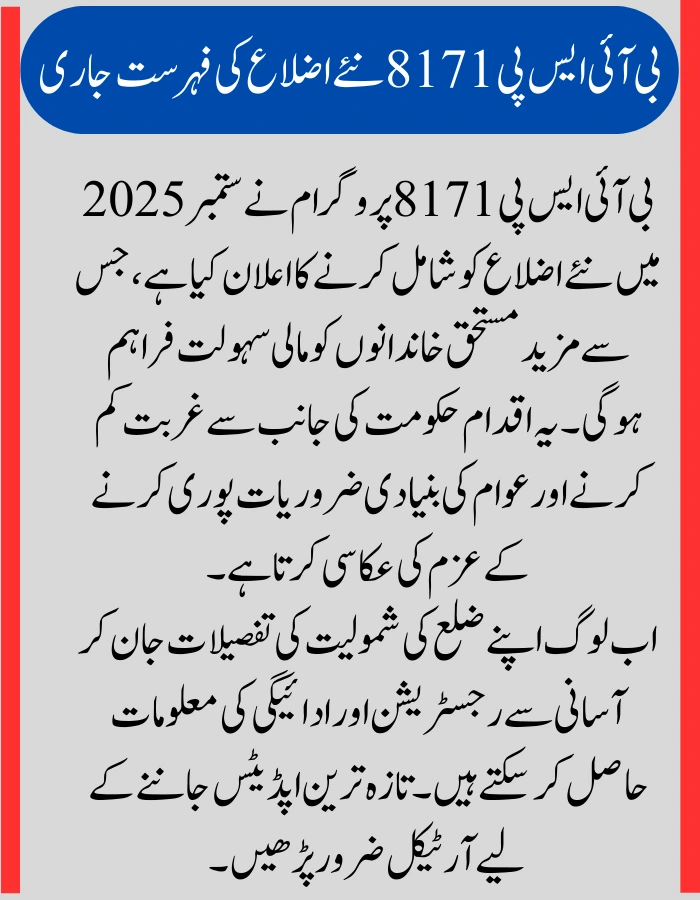 BISP 8171 New Districts List September 2025 .