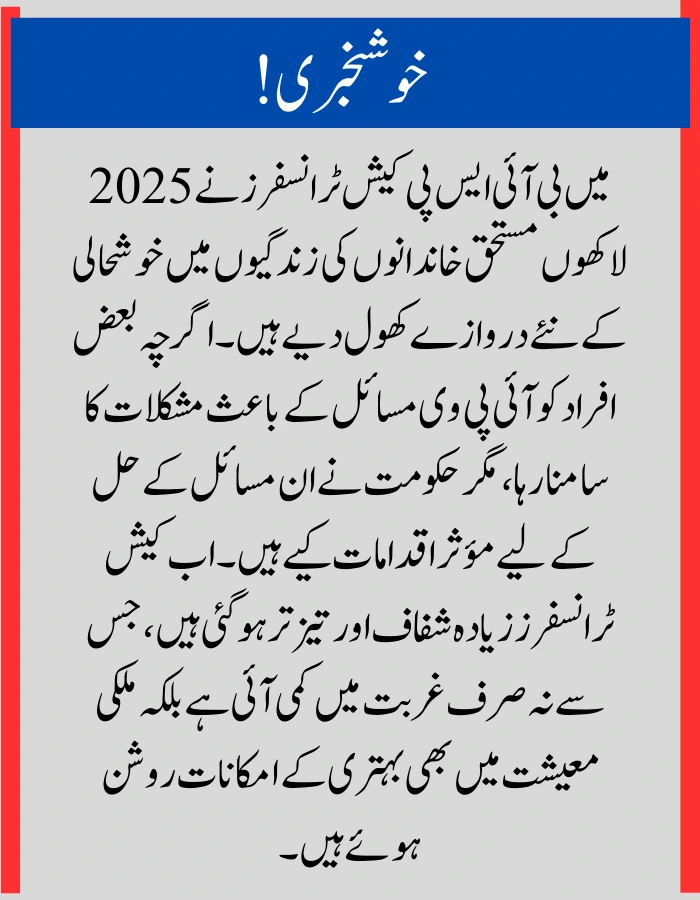 BISP Cash Transfers and IPV Issues in 2025