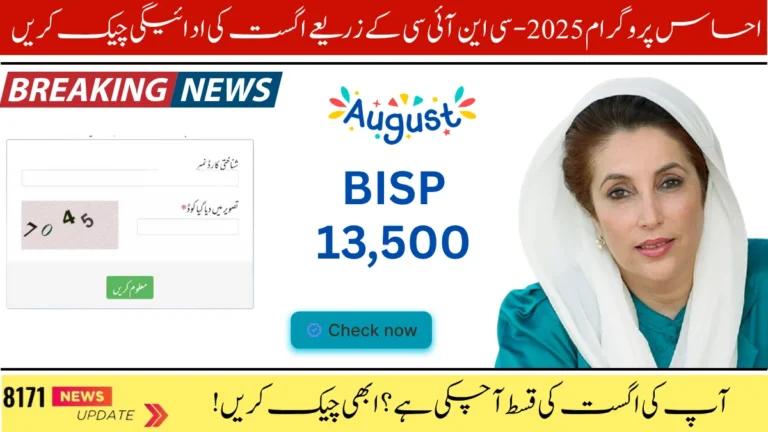 Ehsaas Program 2025 – August CNIC Check & Rs. 13,500 Payment 5 Ehsaas Program 2025, CNIC check, 8171 SMS, Ehsaas 13500, August payment, BISP 2025, Online registration, Cash program, CNIC verify, Pakistan aid,