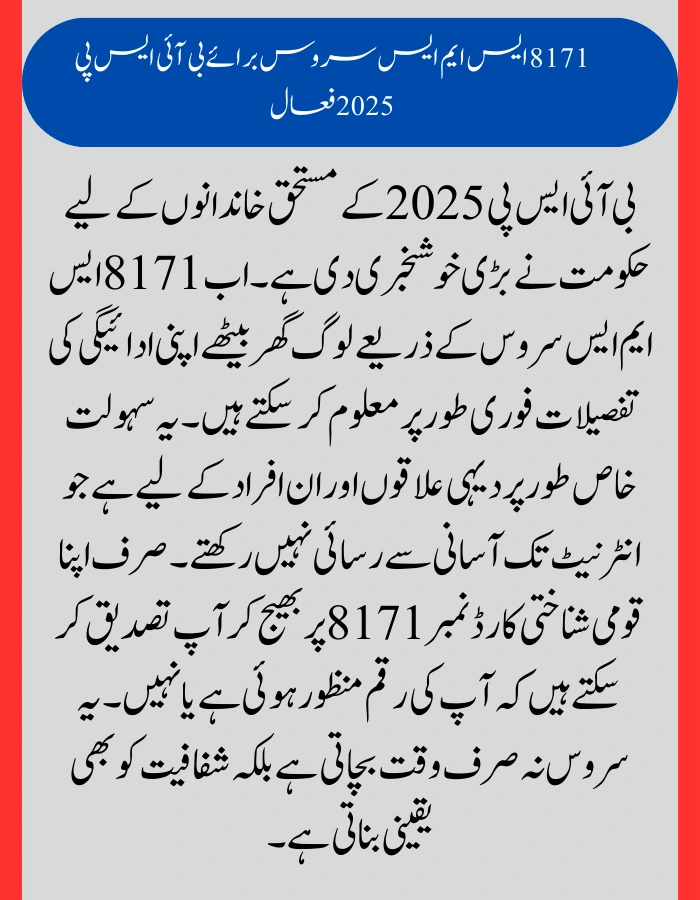 8171 SMS Service for BISP 2025