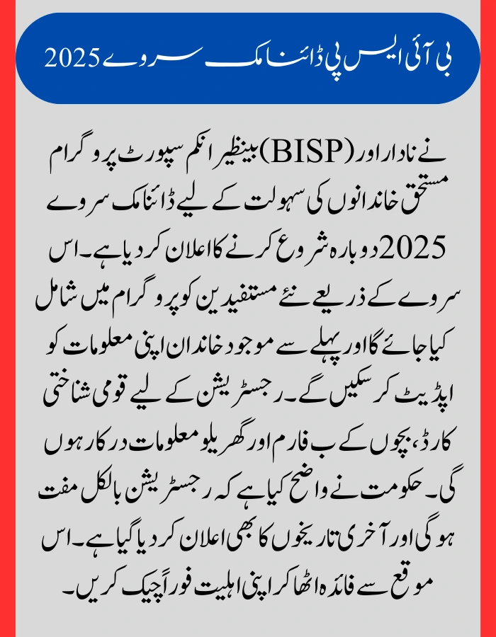 BISP Resumes Dynamic Survey 2025