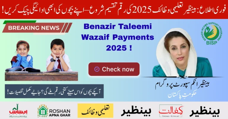Govt Starts Benazir Taleemi Wazaif Payments – Verify Your Share Today! 5 Benazir Taleemi Wazaif Payments